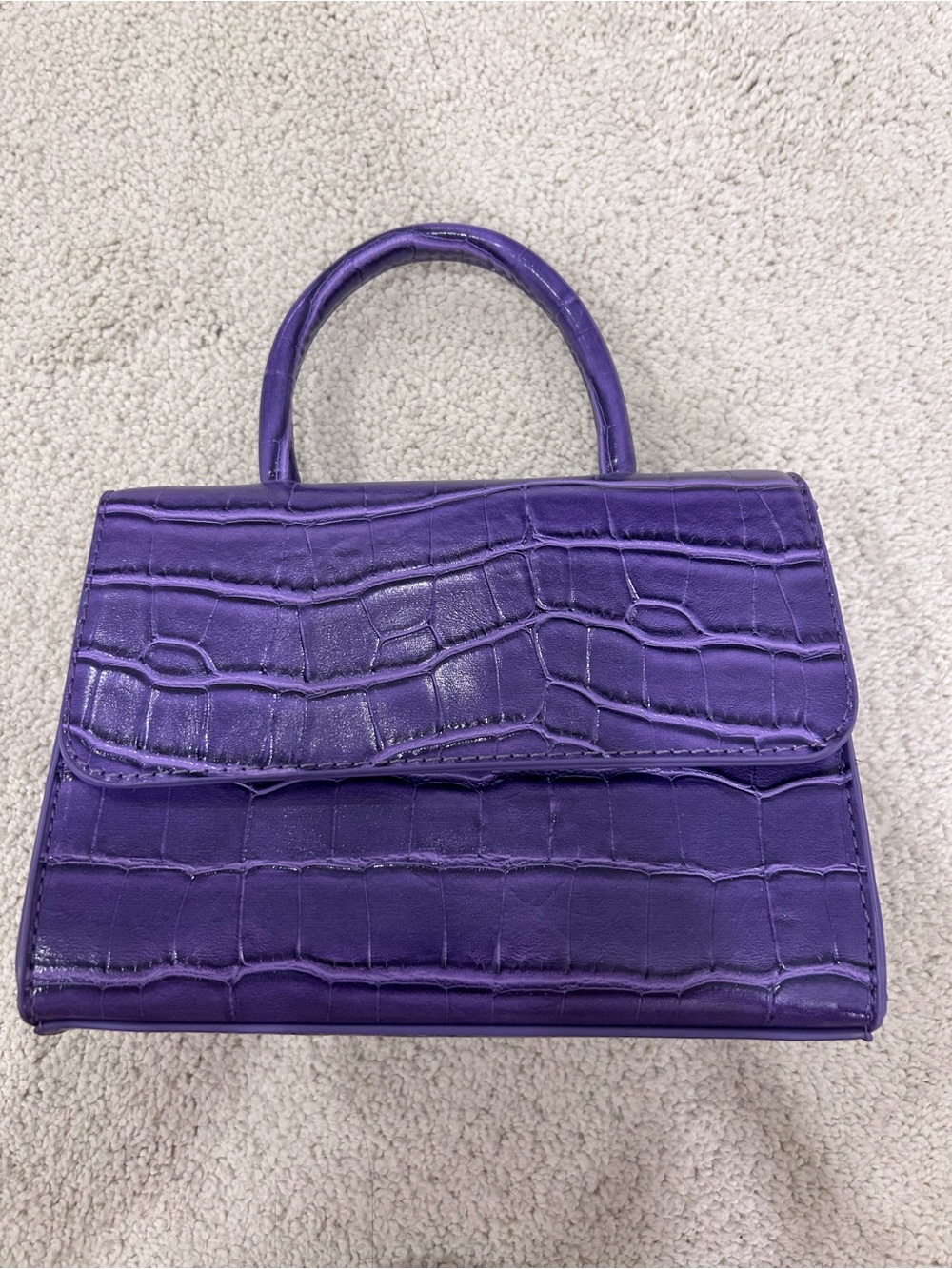 Purple Croc-Embossed Top Handle Bag - Stylish Women's Handbag